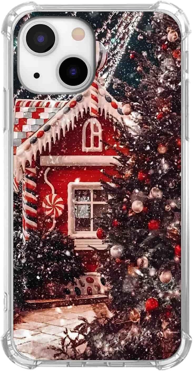 Winter Wonderland Christmas Case for iPhone 15,Snowfall Christmas Cottage, Trendy Cool Soft TPU Bumper Cover for iPhone 15