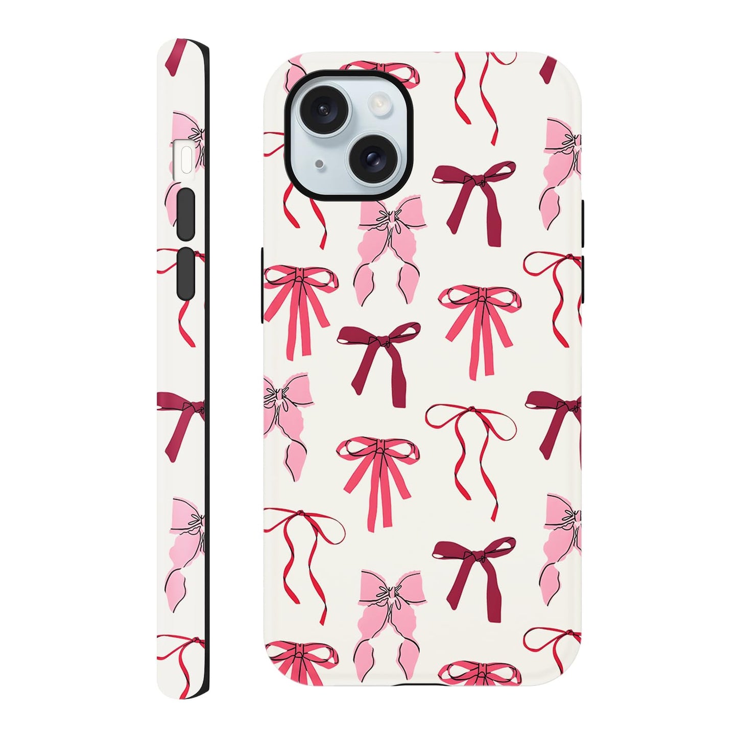 Cute Christmas Bow Phone Case for iPhone 12/12 Pro Case 6.1", Red Green Aesthetic Coquette Preppy Ribbon Bowknot Pattern Design Cover Shockproof Soft TPU Hard PC Protection Girls Women Funda