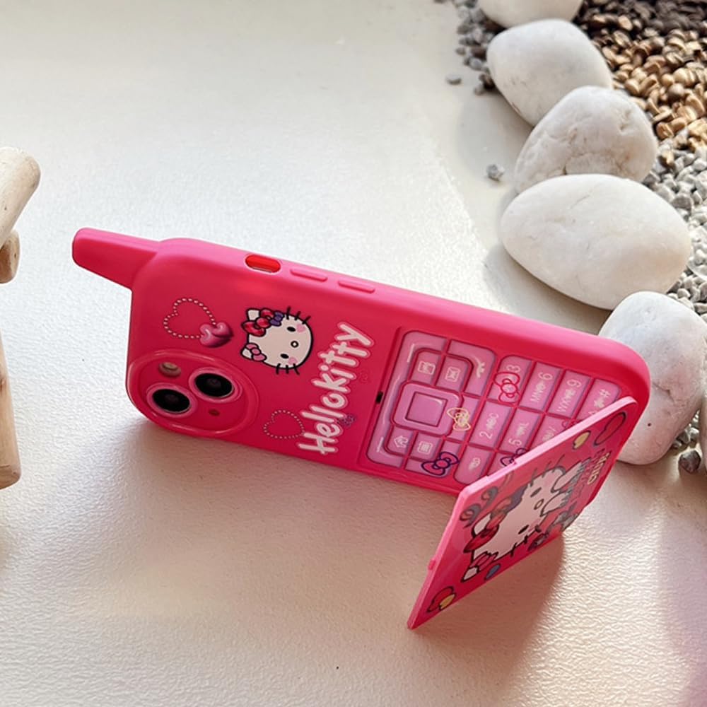 Cute Funny Kitty Phone for iPhone 13 Case | Cartoon Kawaii Cat Phone Case 3D Character Cover Case for Kids Girls and Womens