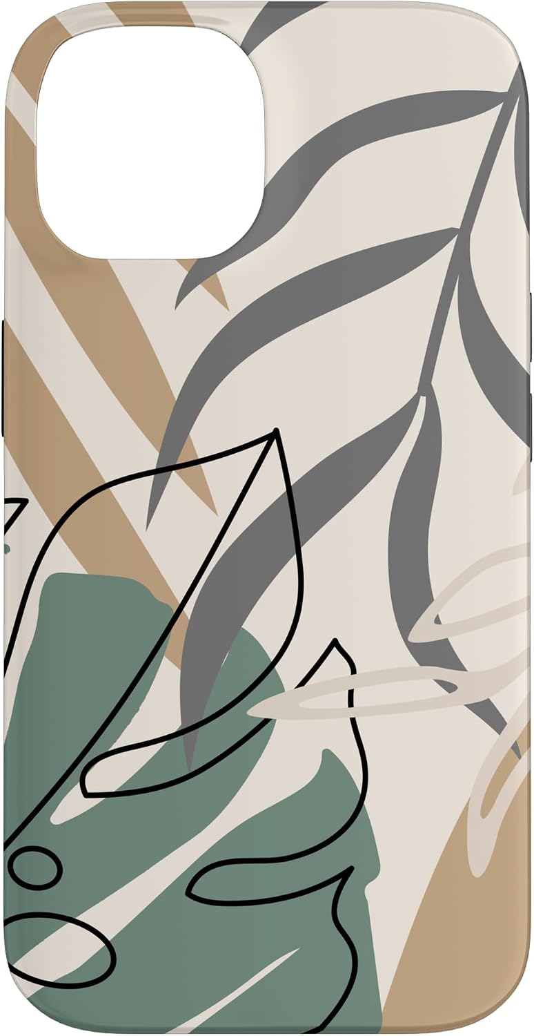 Tropical Botanical Beige Brown Exotic Minimalist Abstract Case for iPhone 15