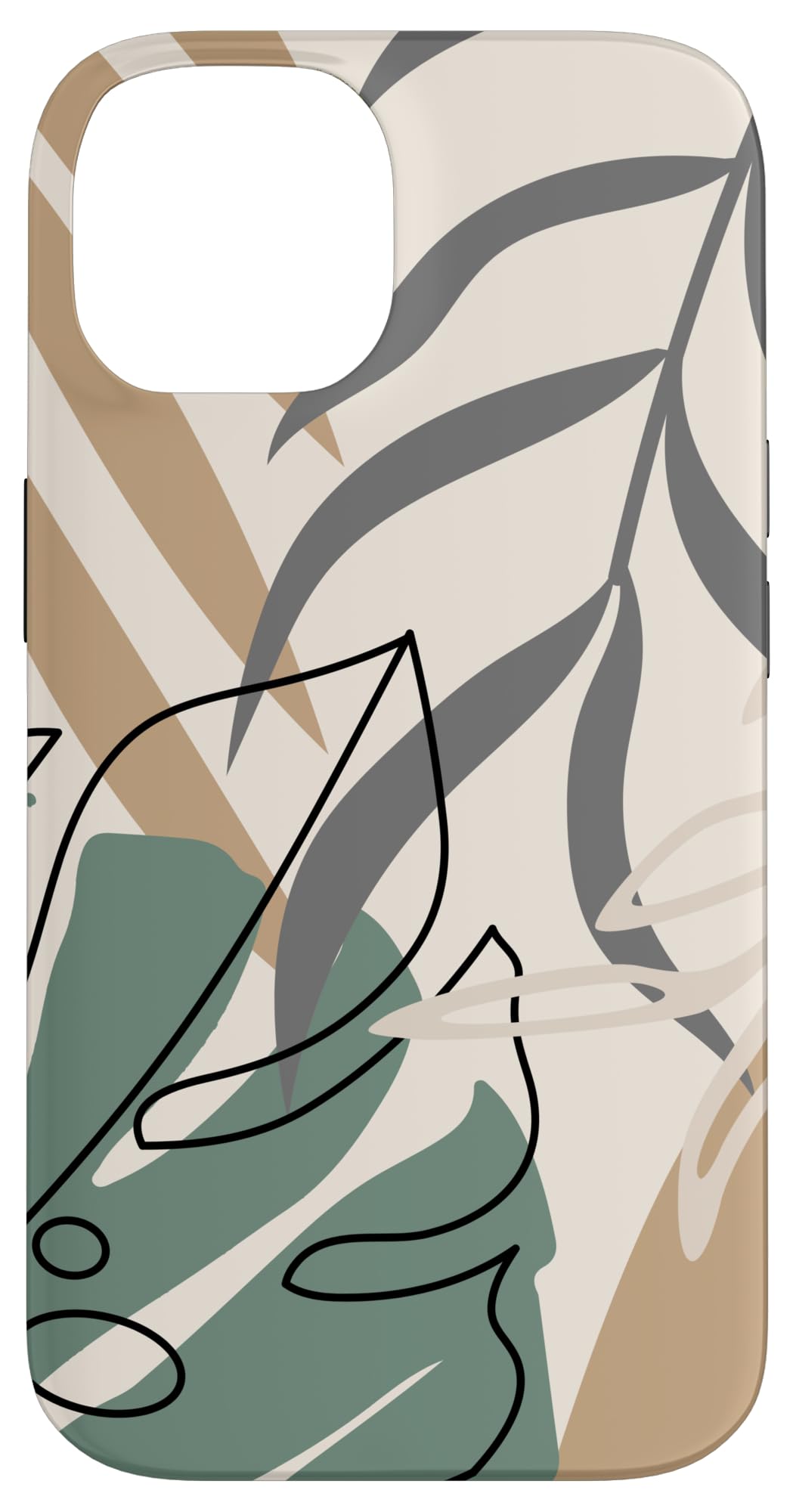 Tropical Botanical Beige Brown Exotic Minimalist Abstract Case for iPhone 15