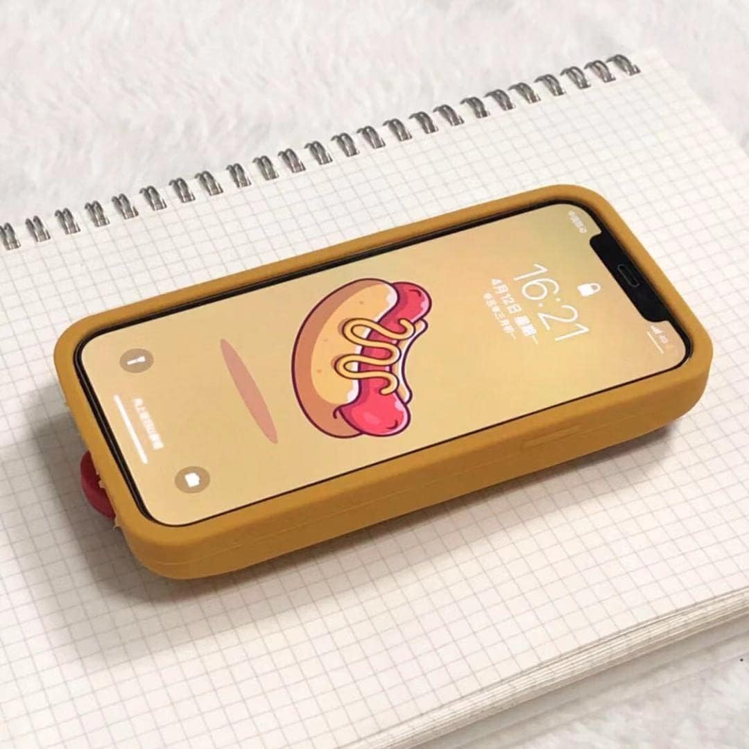 Case for iPhone 14 Case Silicone Cute, Camera Lens Protector Design Kawaii 3D Thick Case Protective Cover (Hot Dog, iPhone 14)