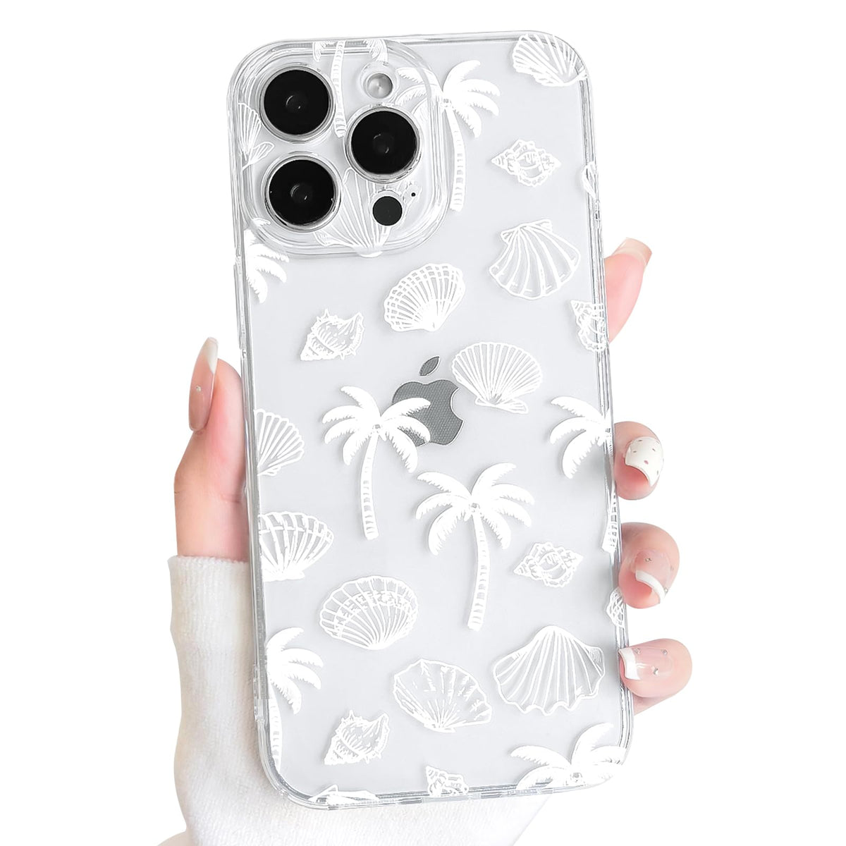 NITITOP Compatible with iPhone 16 Case Clear Sea - White Fish | Cute, Shell whale ocean animal, For women men girls boys, Slim, Soft TPU, Shockproof