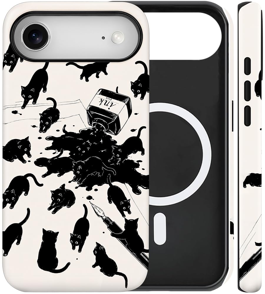 Magnetic for iPhone 13/14 Case Cute Cat Phone Case, Apricot | Shockproof Slim TPU and Hard PC Protective Phone Cover Compatible with MagSafe Designed for Women Girls Gift
