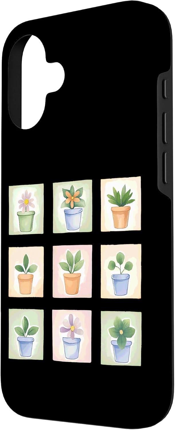 Potted Plant Flower Grid Nature Home Decor Case for iPhone 16