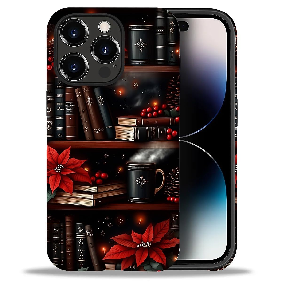 Case for iPhone 17,Drop Protection Hybrid 2-Layer Hard Phone Cover-Vintage Christmas Stamps Collage