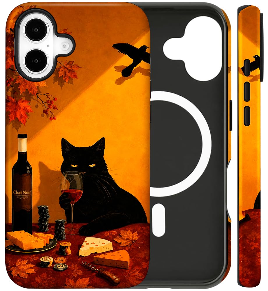 Magnetic for iPhone 13/14 Case Cute Cat Phone Case, Apricot | Shockproof Slim TPU and Hard PC Protective Phone Cover Compatible with MagSafe Designed for Women Girls Gift
