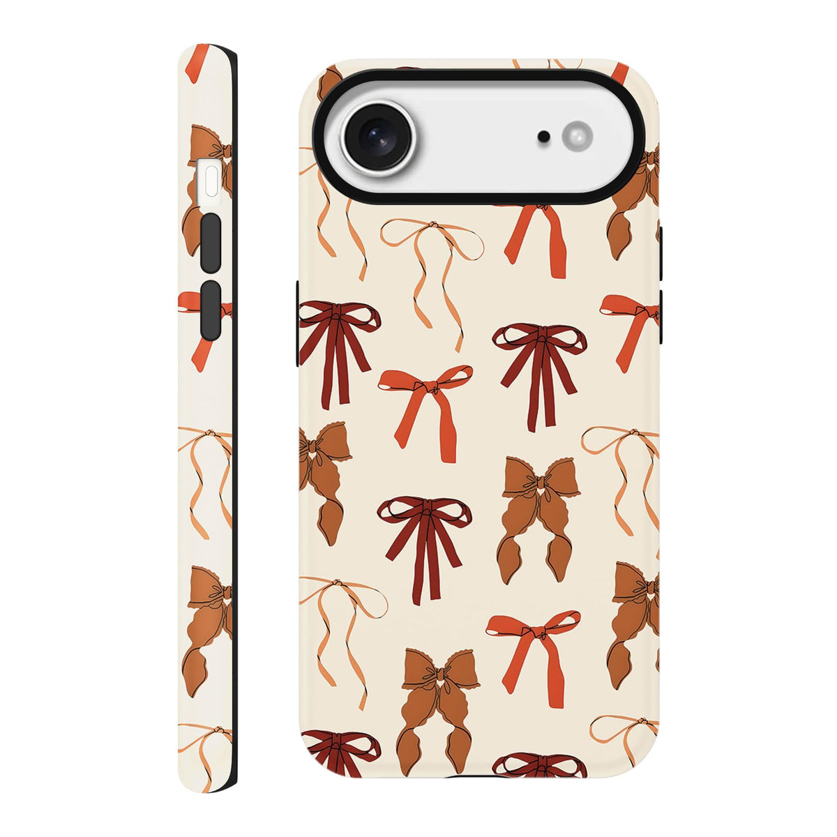 Cute Christmas Bow Phone Case for iPhone 12/12 Pro Case 6.1", Red Green Aesthetic Coquette Preppy Ribbon Bowknot Pattern Design Cover Shockproof Soft TPU Hard PC Protection Girls Women Funda