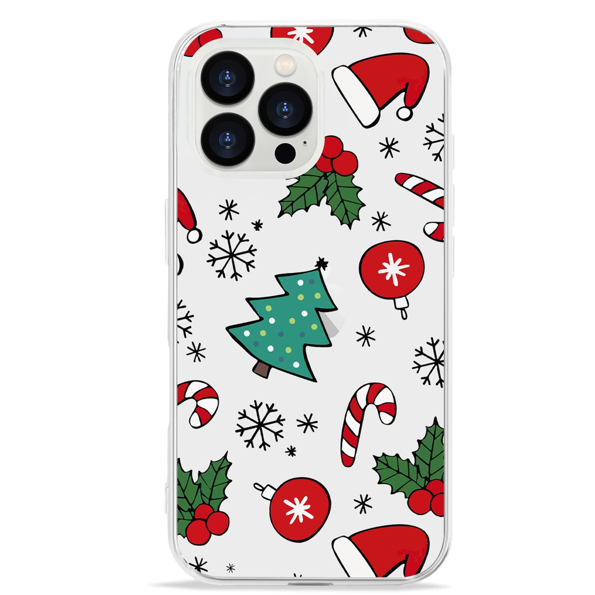 LCHULLE for iPhone 12/12 Pro Christmas Case Xmas Santa Holiday Clear Case | Cute Transparent Design for Women Men Kids, Slim Fit Soft TPU Silicone Shockproof Protective Back Cover - Xmas Tree