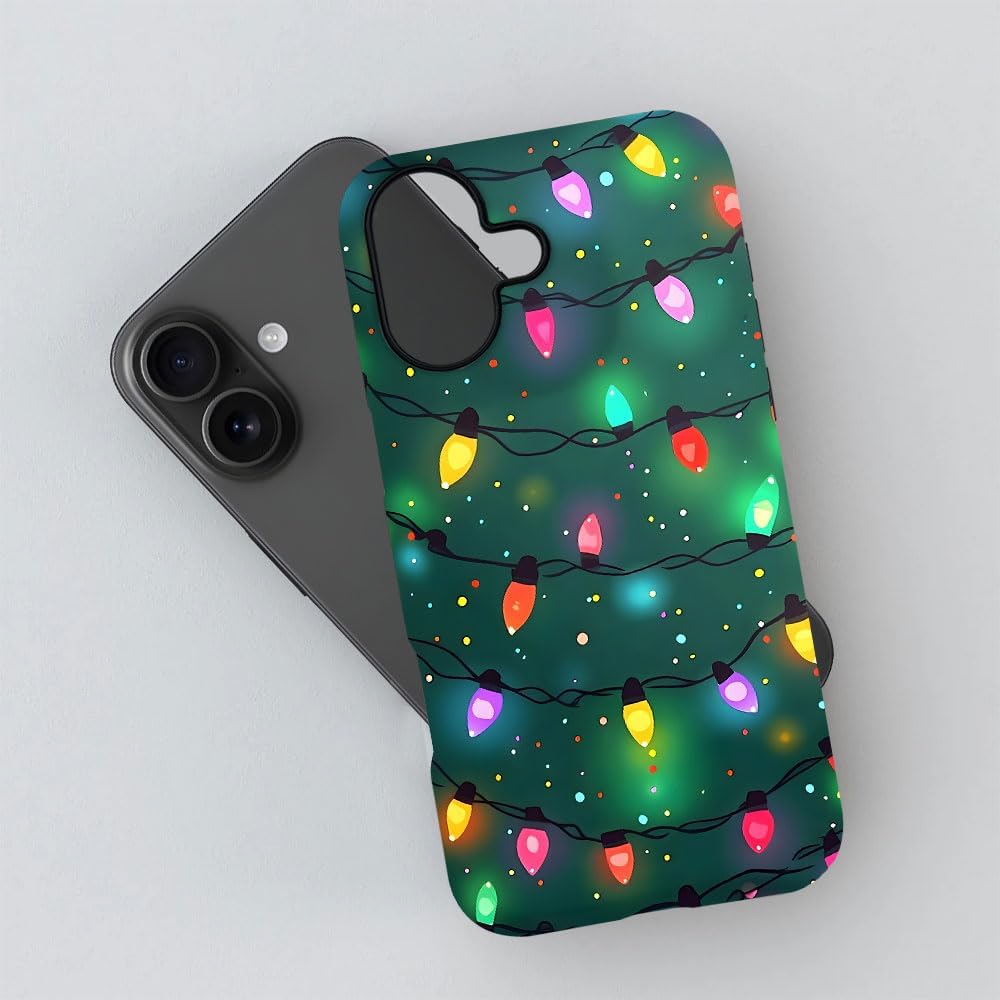 Case for iPhone 17,Christmas Lights Cute Holiday Phone Case Military-Grade Drop Protection Cover for Women Girl - Glossy