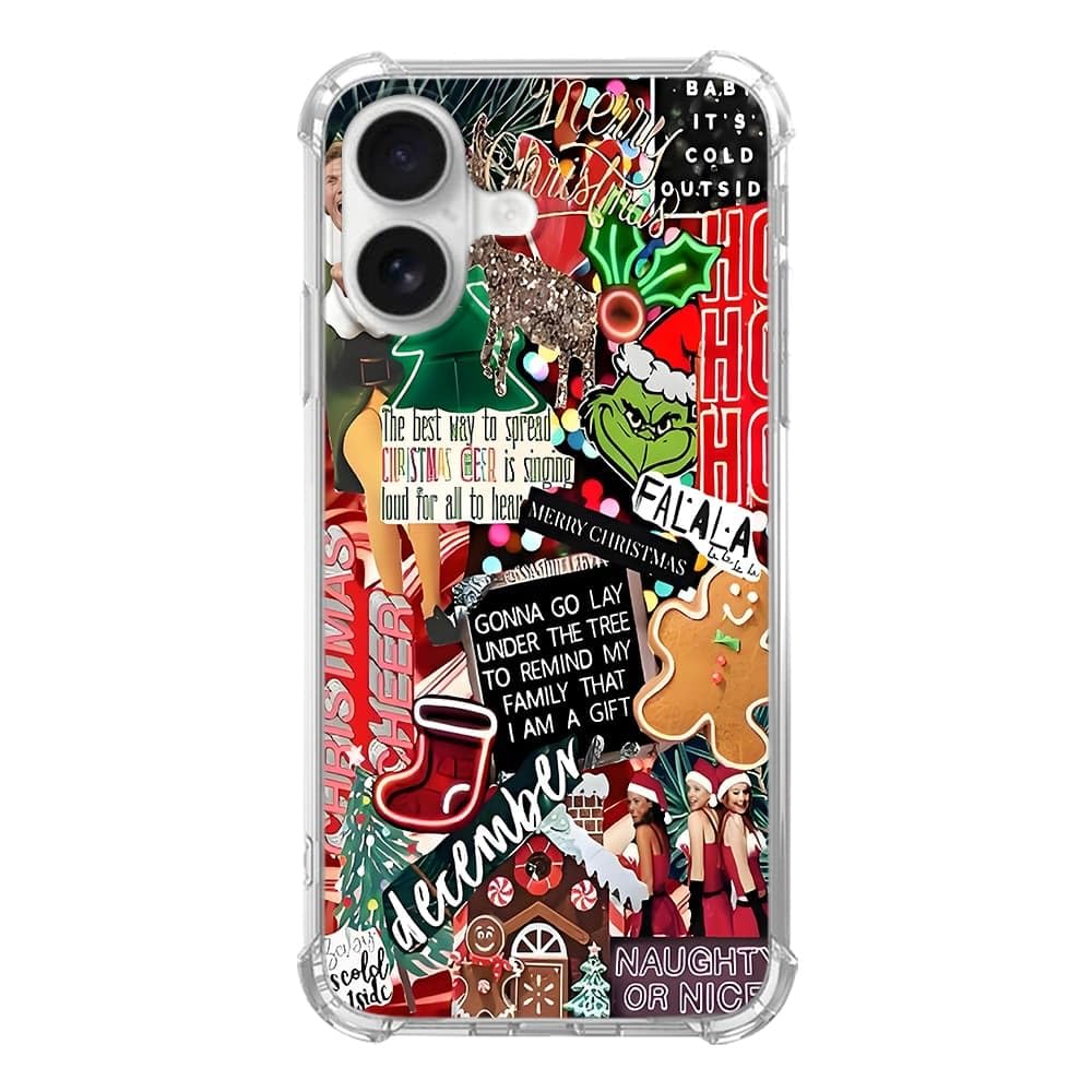 Pink Christmas Pattern Case for iPhone 16, Cute Reindeer, Trendy Cool Soft TPU Bumper Cover Case for iPhone 16