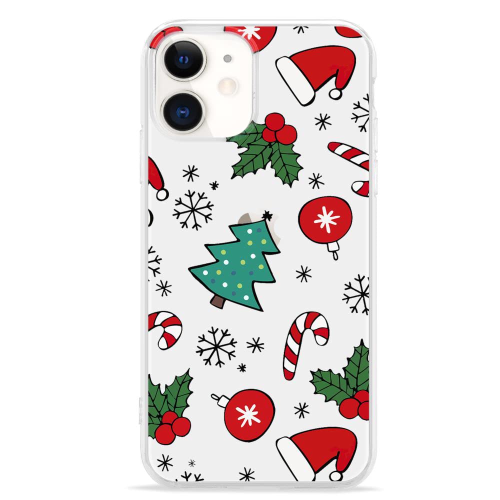 LCHULLE for iPhone 12/12 Pro Christmas Case Xmas Santa Holiday Clear Case | Cute Transparent Design for Women Men Kids, Slim Fit Soft TPU Silicone Shockproof Protective Back Cover - Xmas Tree
