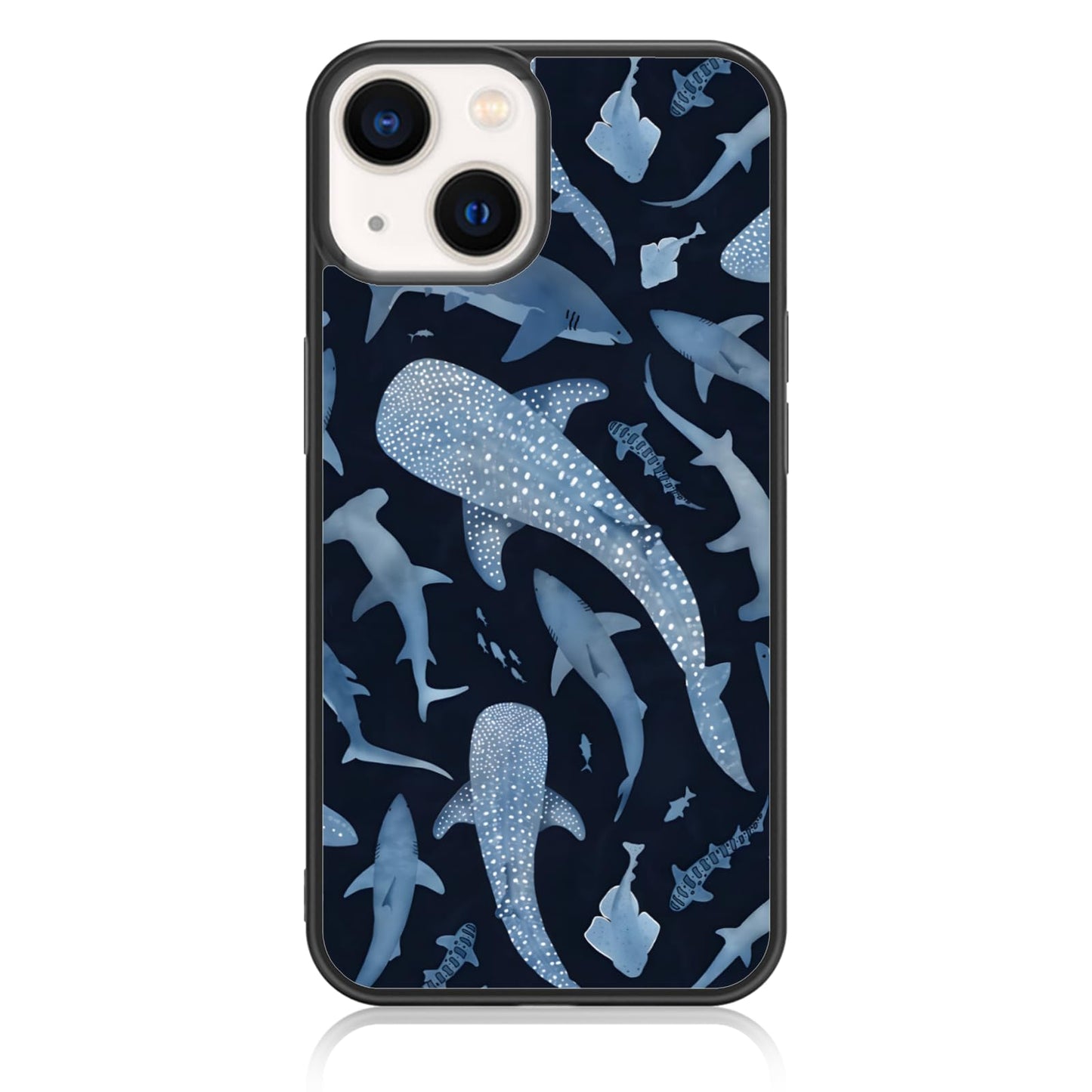 Cute Blue Shark Aesthetic Phone Case for iPhone 14 & 13 Case for Women Teen Girls Kids Girls -6.1Inch
