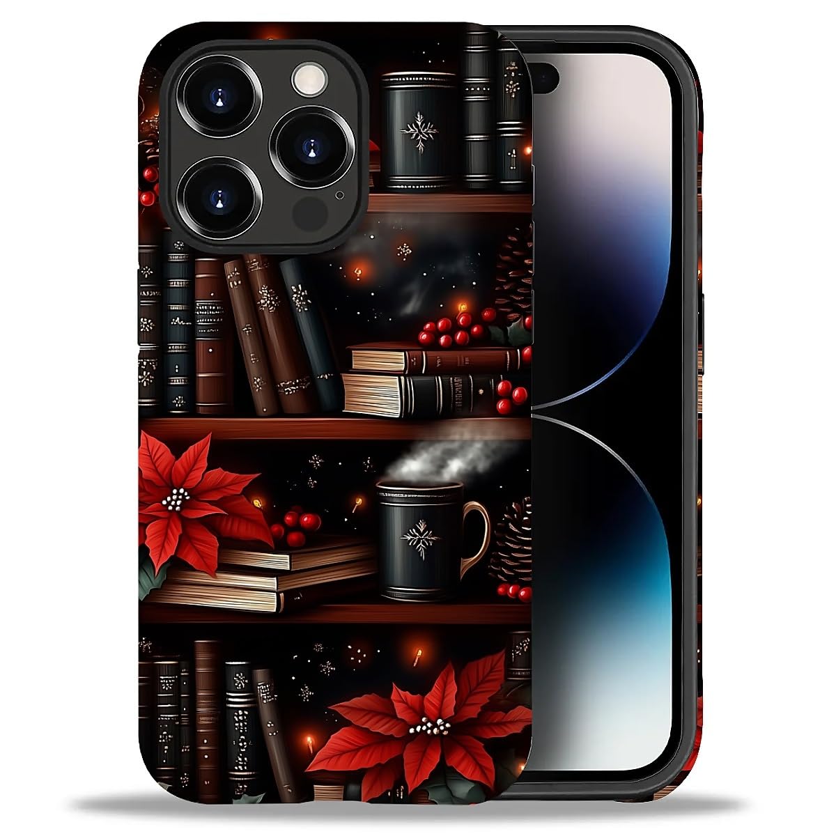Case for iPhone 17,Drop Protection Hybrid 2-Layer Hard Phone Cover-Vintage Christmas Stamps Collage