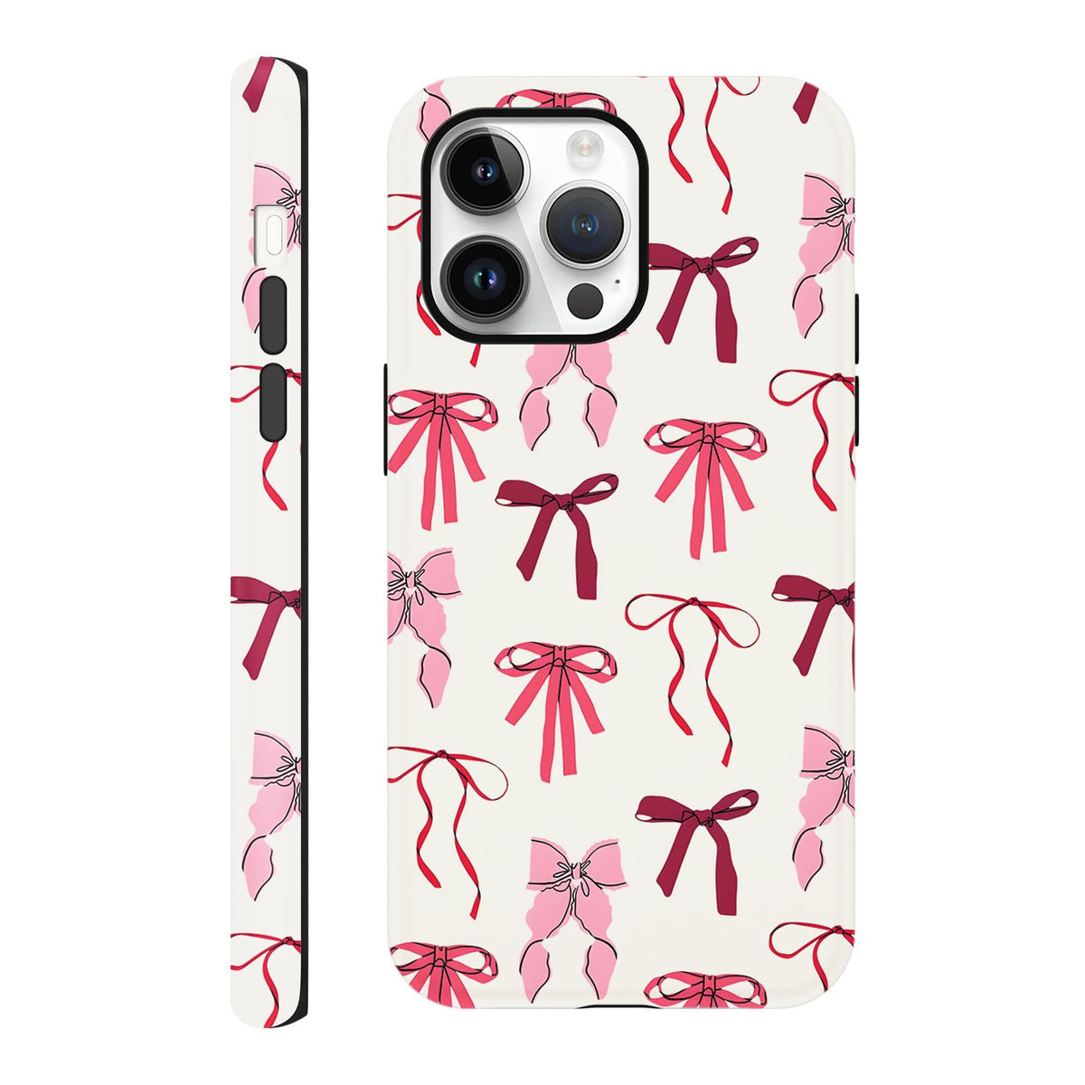 Cute Christmas Bow Phone Case for iPhone 12/12 Pro Case 6.1", Red Green Aesthetic Coquette Preppy Ribbon Bowknot Pattern Design Cover Shockproof Soft TPU Hard PC Protection Girls Women Funda