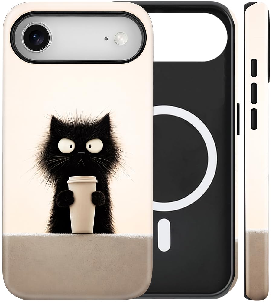 Magnetic for iPhone 13/14 Case Cute Cat Phone Case, Apricot | Shockproof Slim TPU and Hard PC Protective Phone Cover Compatible with MagSafe Designed for Women Girls Gift