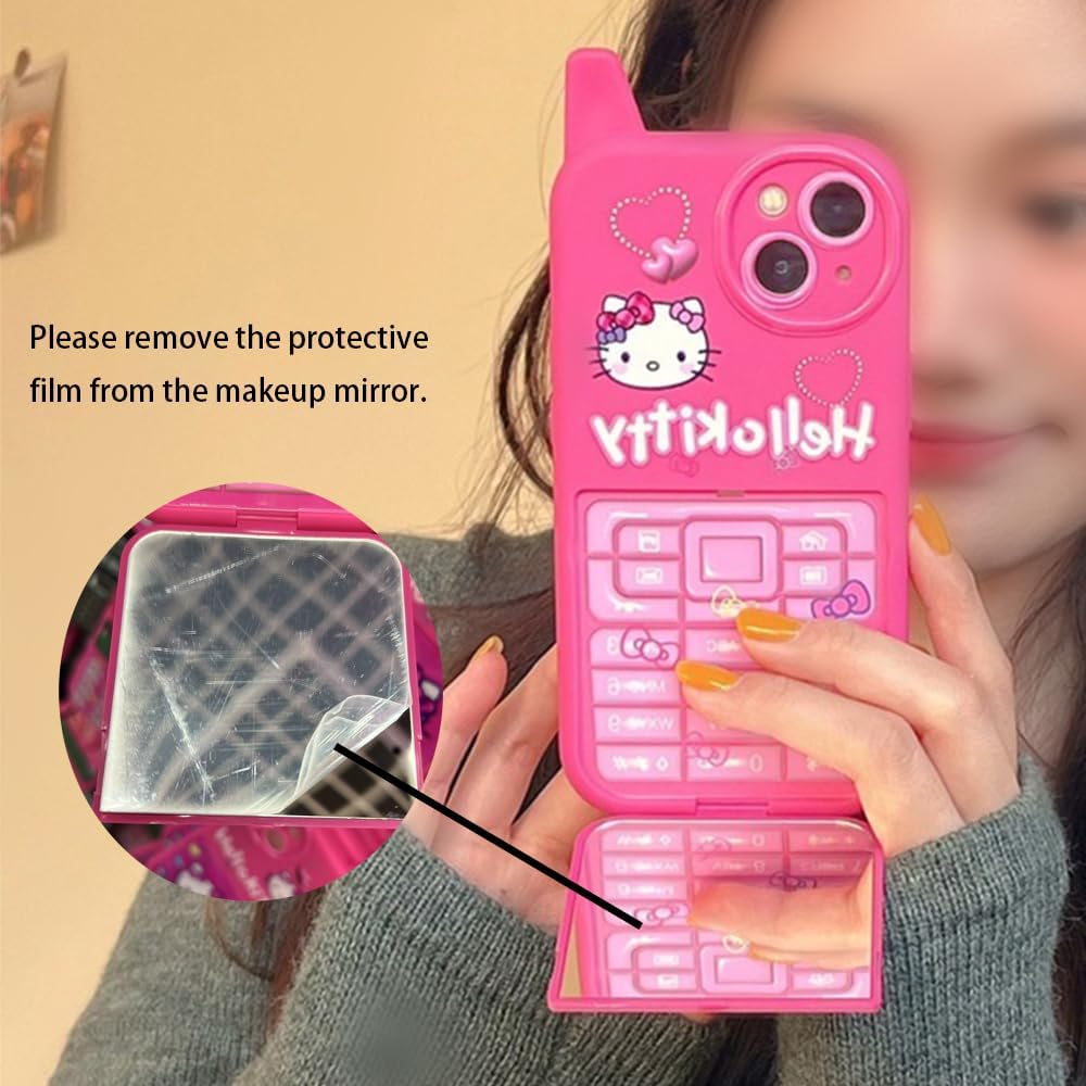 Cute Funny Kitty Phone for iPhone 13 Case | Cartoon Kawaii Cat Phone Case 3D Character Cover Case for Kids Girls and Womens
