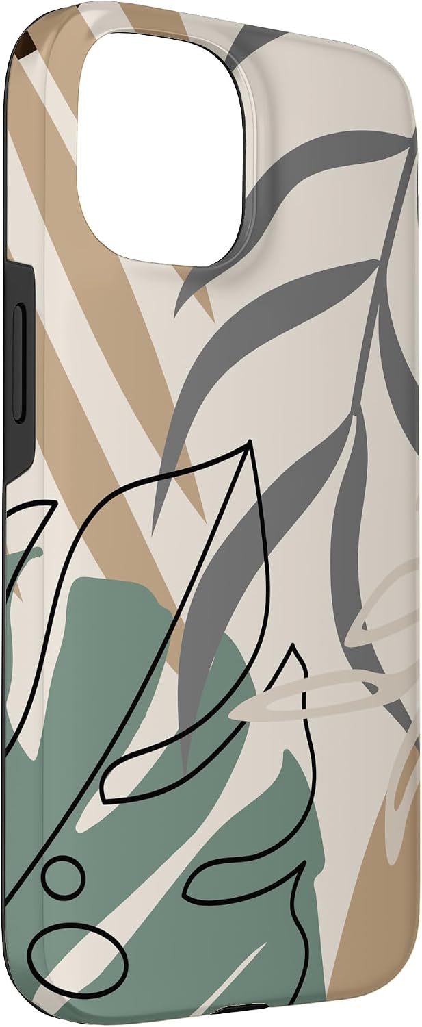 Tropical Botanical Beige Brown Exotic Minimalist Abstract Case for iPhone 15