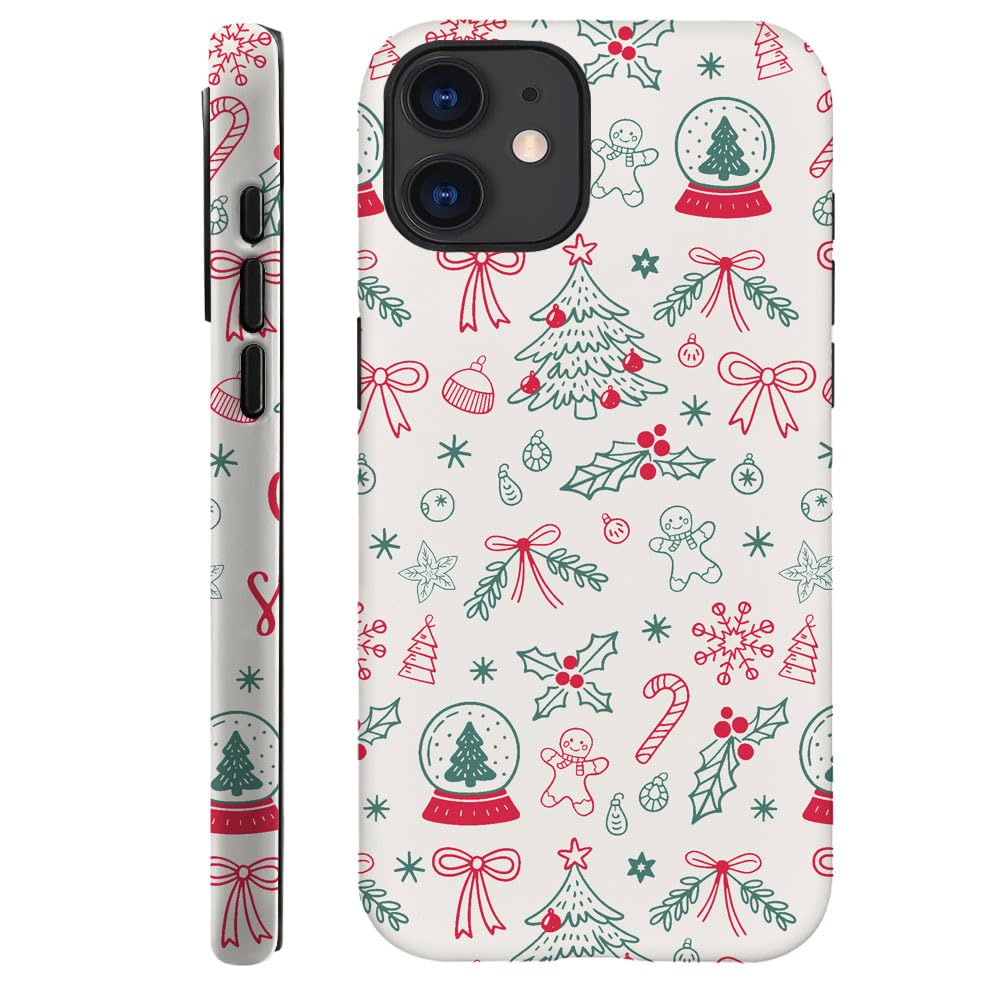 Compatible with iPhone 15 Pro,Durable & Shockproof Phone Case Cover Design - Christmas Retro Doodle