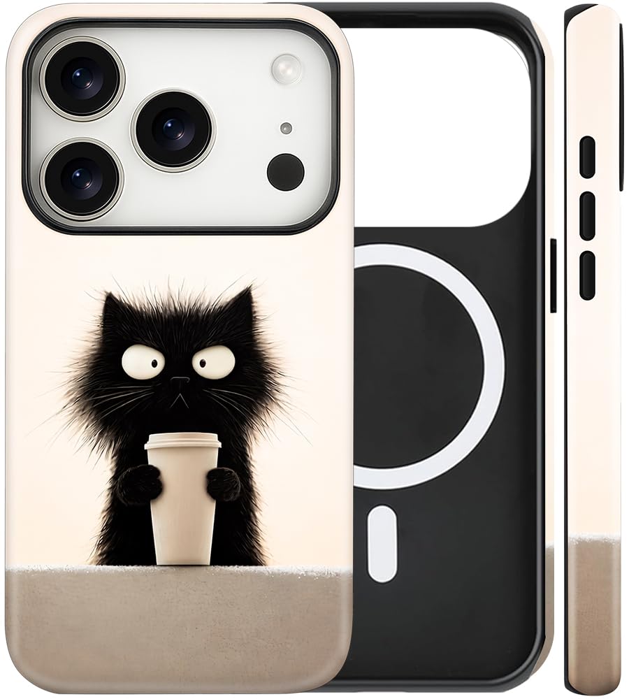 Magnetic for iPhone 13/14 Case Cute Cat Phone Case, Apricot | Shockproof Slim TPU and Hard PC Protective Phone Cover Compatible with MagSafe Designed for Women Girls Gift