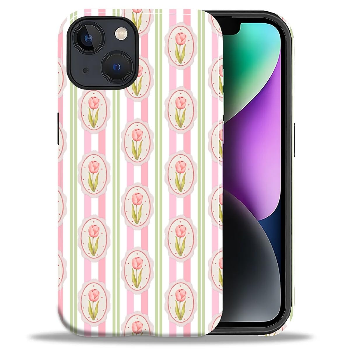 DAIZAG Case for iPhone 13 iPhone 14, Christmas Coffee Snowflake Cane Full-Body Design Hybrid Dual Protection Soft TPU + Hard PC, Shockproof Scratch-Resistant Protective Cover Phone Case for Men Women