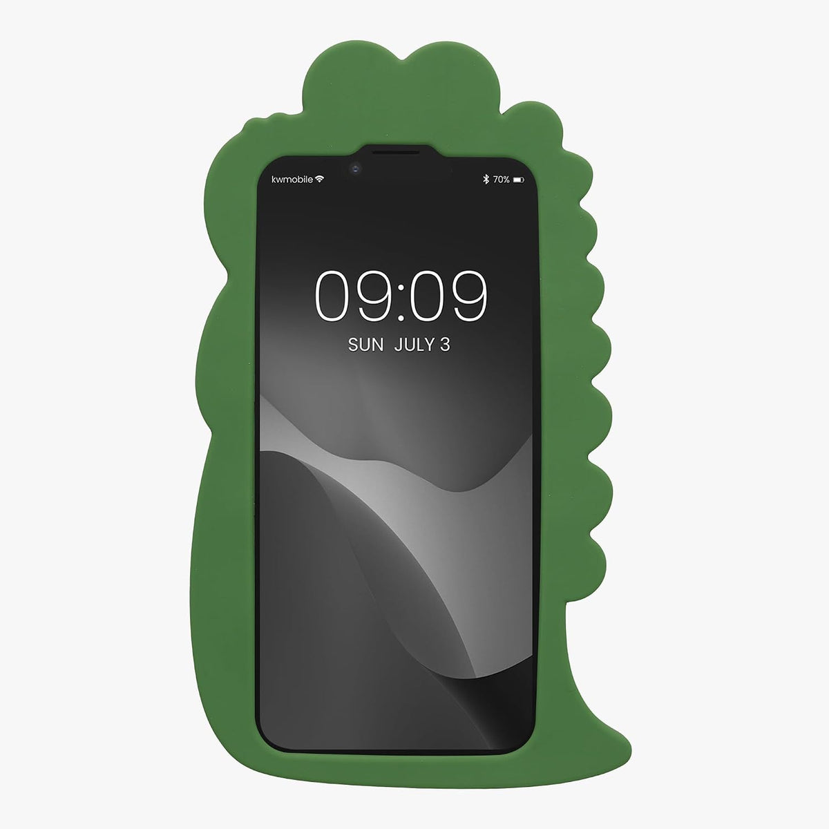 kwmobile Case Compatible with Apple iPhone 17e / iPhone 16e - Cute Dinosaur Case Soft Cute Protective Silicone Cover - Black/White/Green