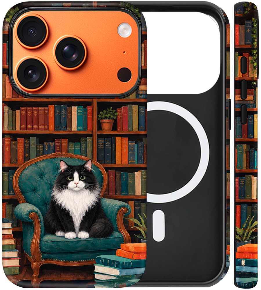 Magnetic for iPhone 13/14 Case Cute Cat Phone Case, Apricot | Shockproof Slim TPU and Hard PC Protective Phone Cover Compatible with MagSafe Designed for Women Girls Gift