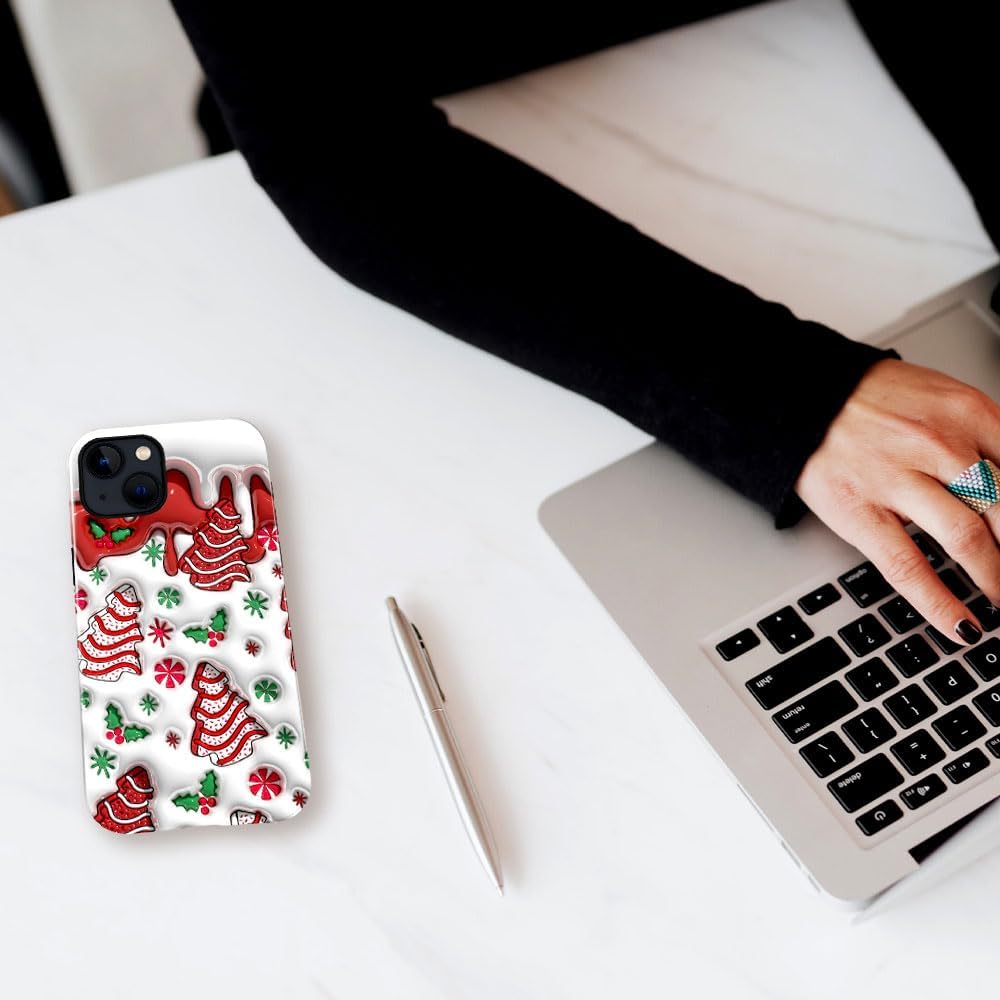 Case for iPhone 14,Christmas 3D Winter Phone Case Slim Silicone Shockproof Cover for Girls Women（Glossy & Durable）