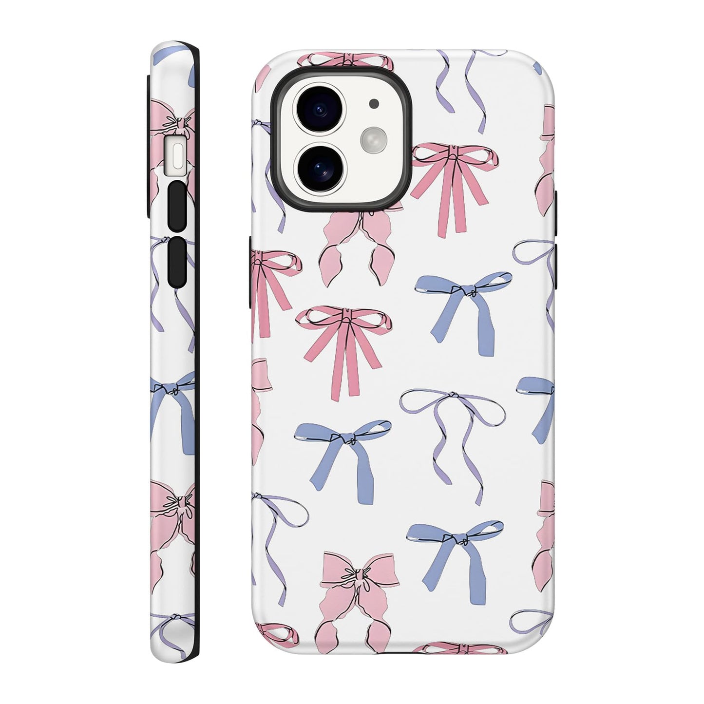 Cute Christmas Bow Phone Case for iPhone 12/12 Pro Case 6.1", Red Green Aesthetic Coquette Preppy Ribbon Bowknot Pattern Design Cover Shockproof Soft TPU Hard PC Protection Girls Women Funda