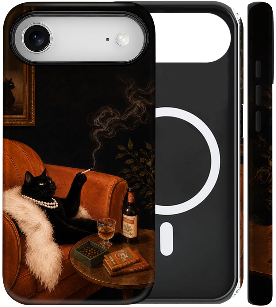 Magnetic for iPhone 13/14 Case Cute Cat Phone Case, Apricot | Shockproof Slim TPU and Hard PC Protective Phone Cover Compatible with MagSafe Designed for Women Girls Gift