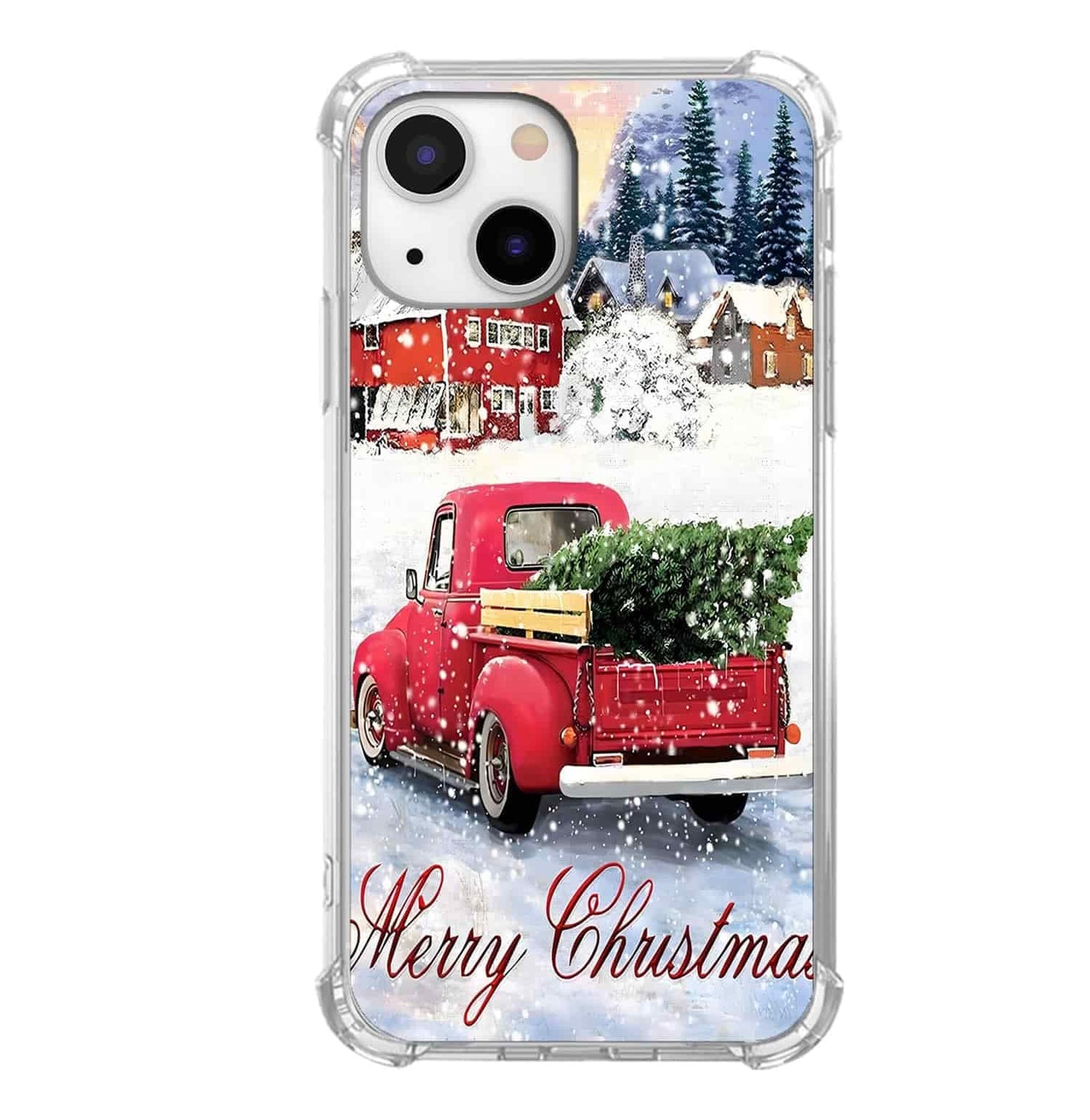 Winter Wonderland Christmas Case for iPhone 15,Snowfall Christmas Cottage, Trendy Cool Soft TPU Bumper Cover for iPhone 15