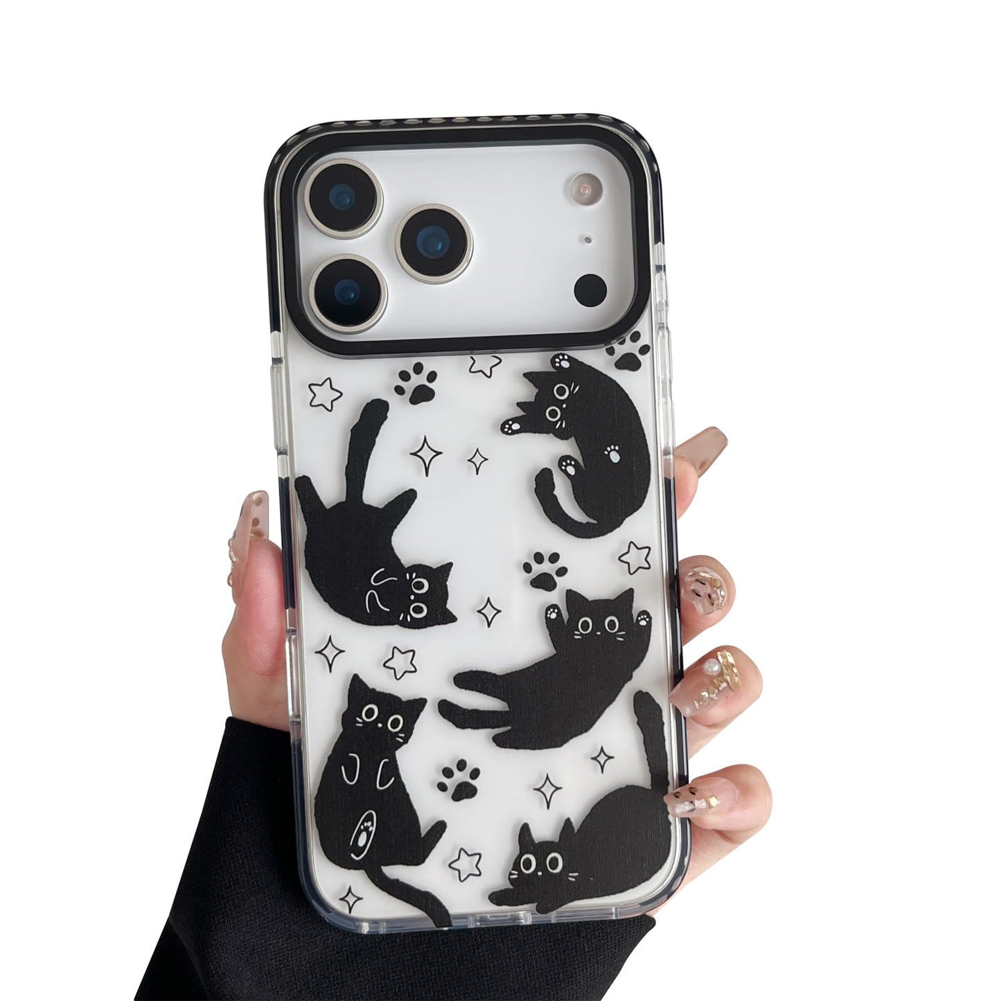 Compatible with iPhone 17 Case,Clear Cute Black Cat Pattern with Shockproof Slim Soft TPU Protective Phone Case for Women Designed for iPhone 17 6.3"