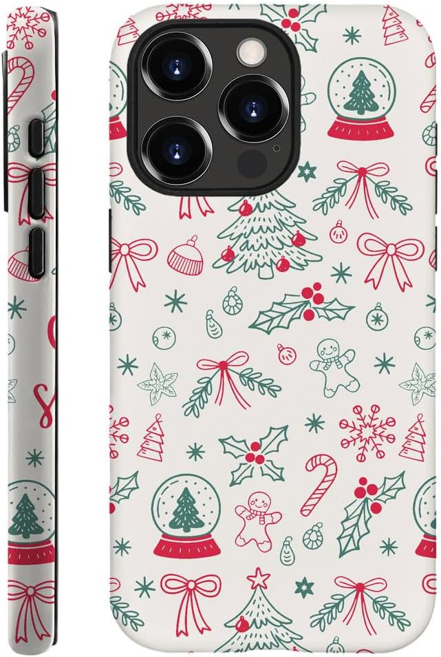 Compatible with iPhone 15 Pro,Durable & Shockproof Phone Case Cover Design - Christmas Retro Doodle