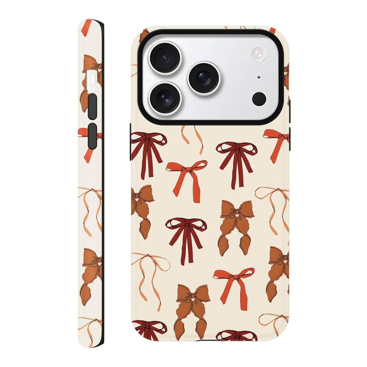 Cute Christmas Bow Phone Case for iPhone 12/12 Pro Case 6.1", Red Green Aesthetic Coquette Preppy Ribbon Bowknot Pattern Design Cover Shockproof Soft TPU Hard PC Protection Girls Women Funda