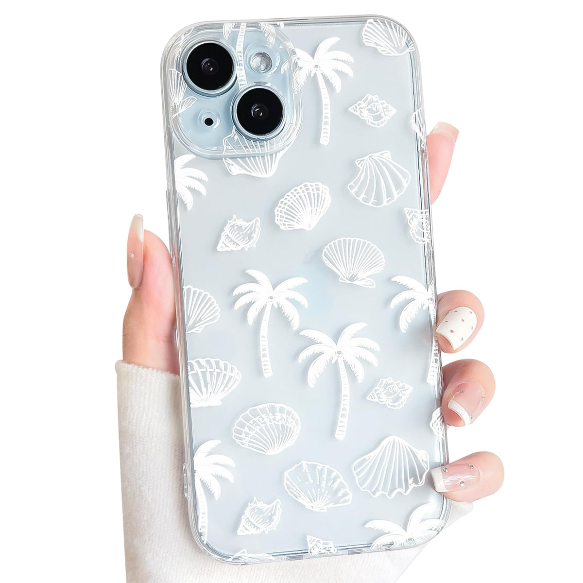 NITITOP Compatible with iPhone 15 Case Clear Sea - White Turtle | Cute, Shell whale ocean animal, For women men girls boys, Slim, Soft TPU, Shockproof