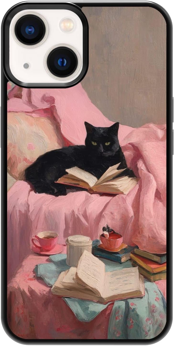 Plant Lover Black Cat Houseplants Indoor Garden Aesthetic Phone Case, Shockproof Protective Cover for iPhone 11 12 13 14 15 16 17 Pro Max Plus Mini XR 7 8 SE