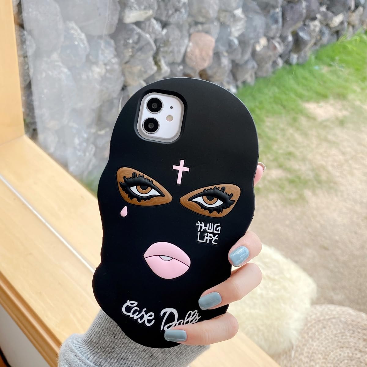 Funny 3D Silicone Case for iPhone 17 Pro Max,Cute Cartoon Black Mask Kawaii Phone Case for Women Girls Soft Rubber Bumper Cool Fun Cover for iPhone 17 Pro Max