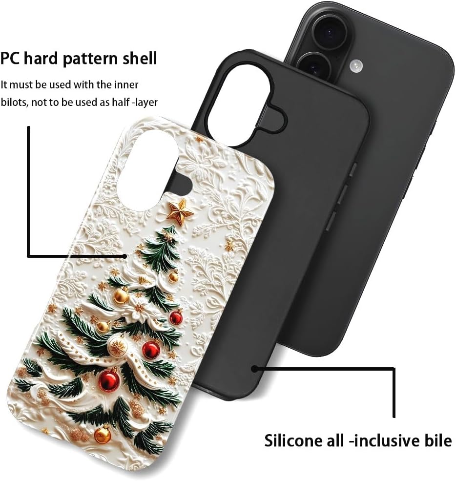 DAIZAG Case Compatible with iPhone 17,Glossy Durable Shock Protection Cover for Girl Women,Christmas Tree Snowflake Pattern