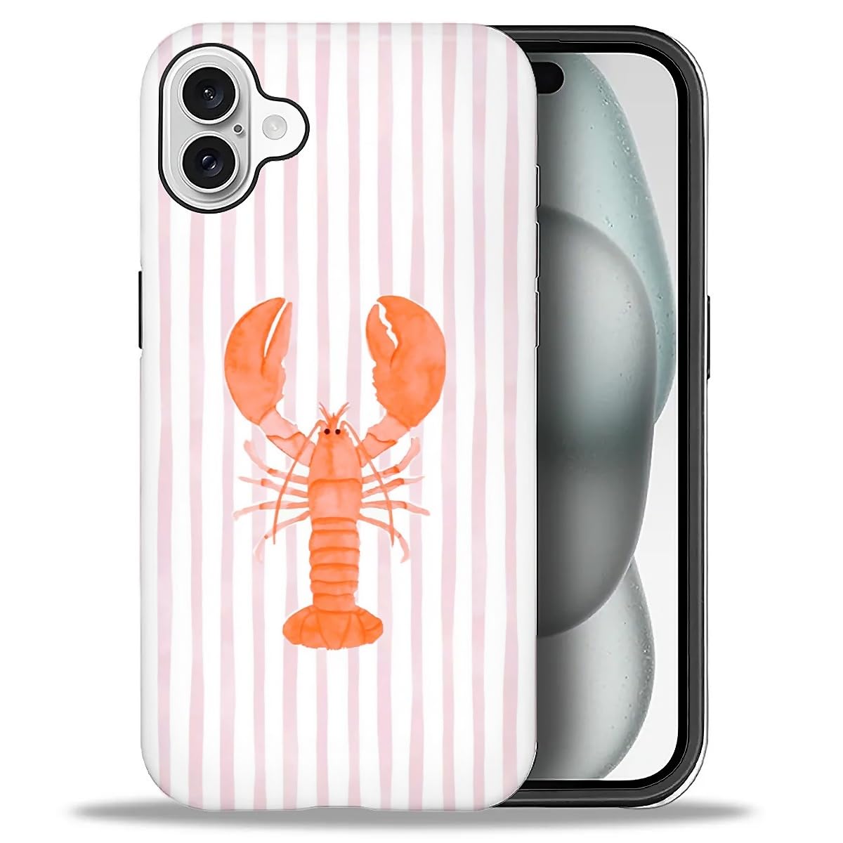 for iPhone 15 Pro Case,Hybrid 2-Layer Hard Shell + Silicone Protective Case -Resistant Shockproof- A Naughty Cat with Blue Stripes Eating Fish