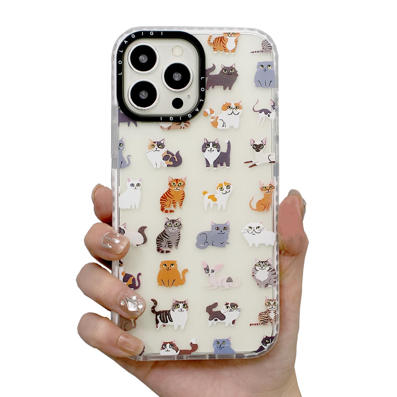 for iPhone 15 Pro Case for Women, Cute Pet Cat Cartoon Art Animal Print Girly Design Kawaii Aesthetic Cartoon Pattern for Girls Teens Soft TPU Phone Case (6.1")