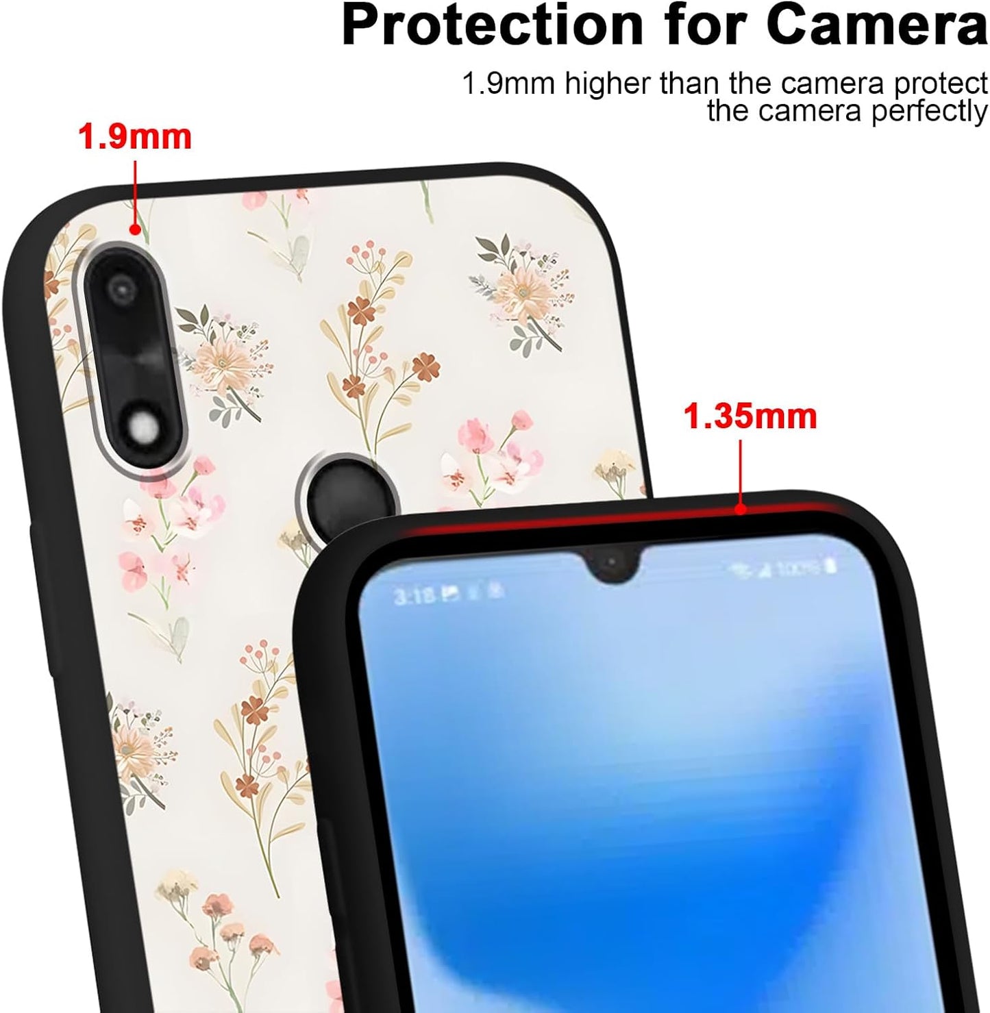 2 Pack Cartoon Floral Phone Case for Gabb Phone 4 6.1",Cute Kawaii Flower Collage Pattern Cases Aesthetic Design,Black TPU Bumper Protective Cover for Girls Women