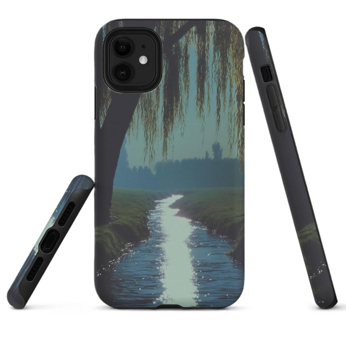 Raindrops Potted Plants Phone Case Compatible with iPhone 16 15 14 13 12 Compatible with Samsung Galaxy S25 S23 Plus S21 FE S22 Dual Layer Sturdy Shockproof Full Protection with Mag-Safe