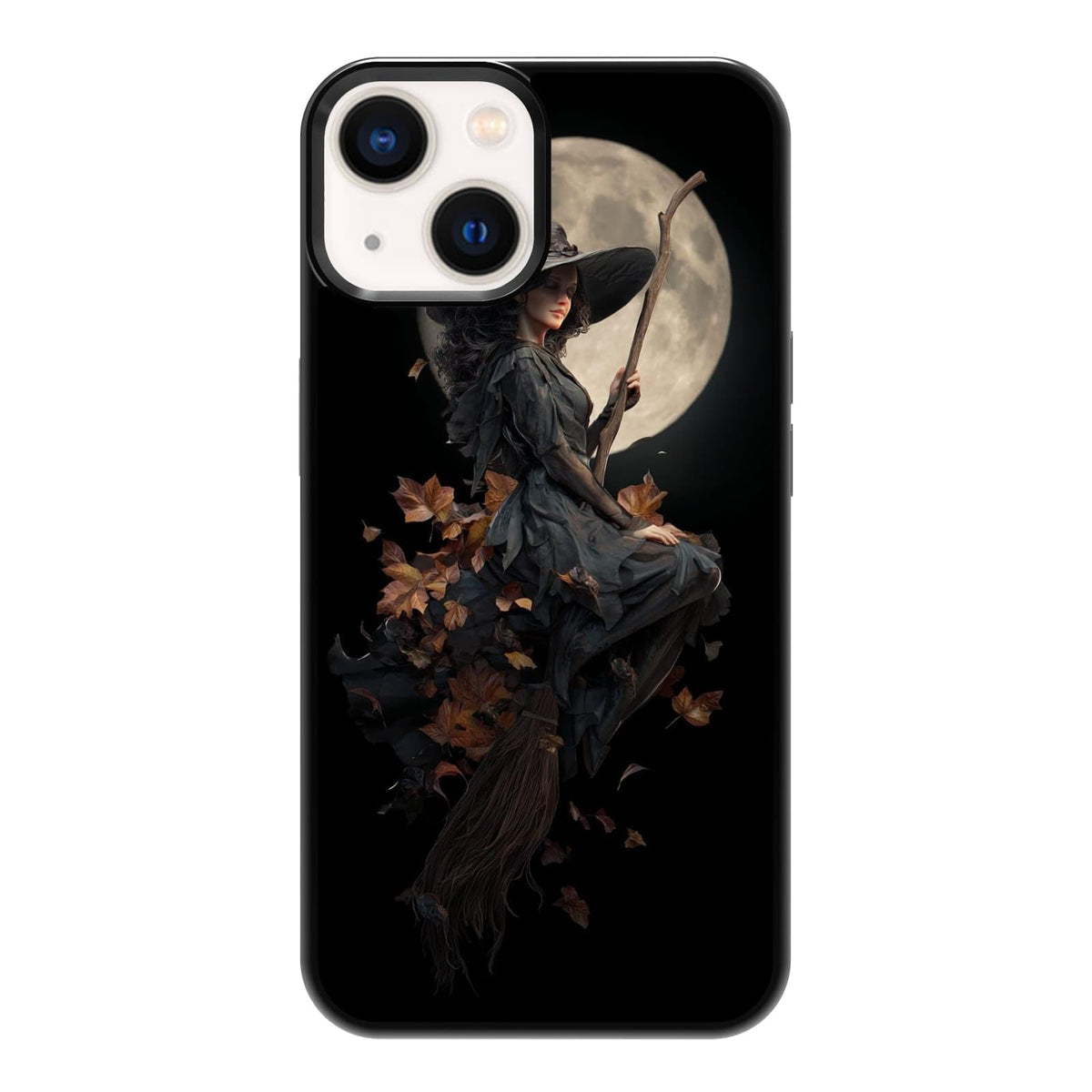 Dark Botanical Wildflower Forest Green Leaf White Blossom Nature Art Phone Case, Shockproof Protective Cover for iPhone 11 12 13 14 15 16 17 Pro Max Plus Mini XR 7 8 SE