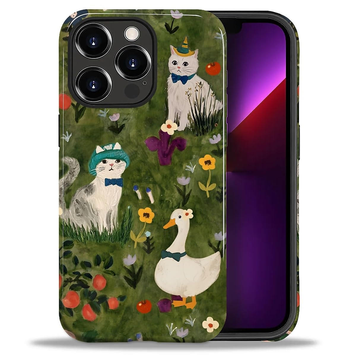 DAIZAG Case for iPhone 13 iPhone 14, Christmas Coffee Snowflake Cane Full-Body Design Hybrid Dual Protection Soft TPU + Hard PC, Shockproof Scratch-Resistant Protective Cover Phone Case for Men Women