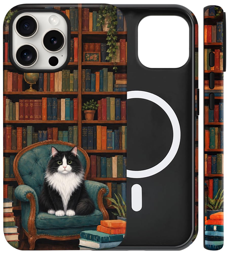 Magnetic for iPhone 13/14 Case Cute Cat Phone Case, Apricot | Shockproof Slim TPU and Hard PC Protective Phone Cover Compatible with MagSafe Designed for Women Girls Gift