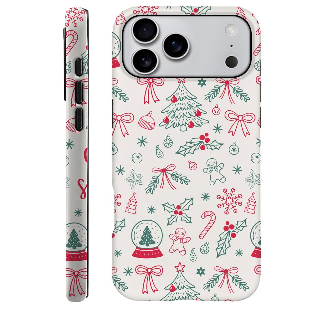 Compatible with iPhone 15 Pro,Durable & Shockproof Phone Case Cover Design - Christmas Retro Doodle