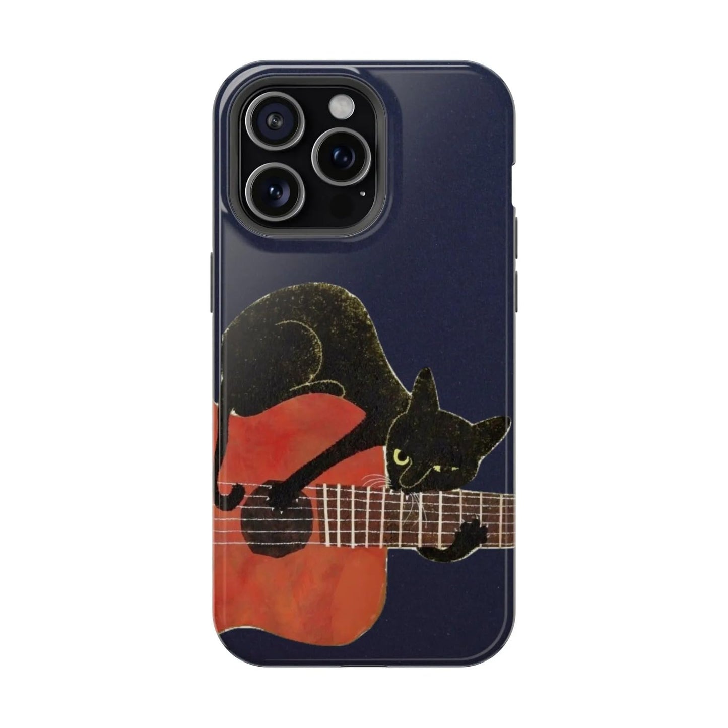 Vintage Black Cat Phone Case for iPhone Samsung, Midnight Aesthetic Design, Shockproof Durable Cover, Trendy Goth Gift for Cat Lovers (Cat with Wine Glass, iPhone 17)