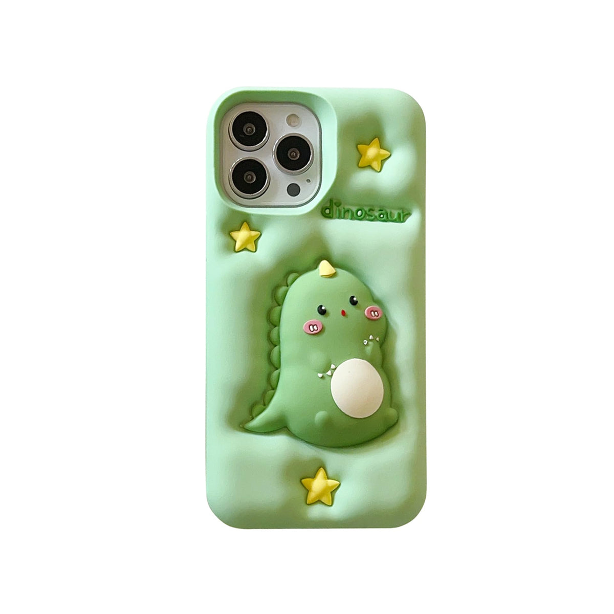 3D Dinosaur Case,Cartoon Cute Kawaii Character Funny Pressing Dinosaur Kids Teens Girls Women Shockproof Soft Silicone Case for iPhone 13/iPhone 14/iPhone 15 6.1 inch