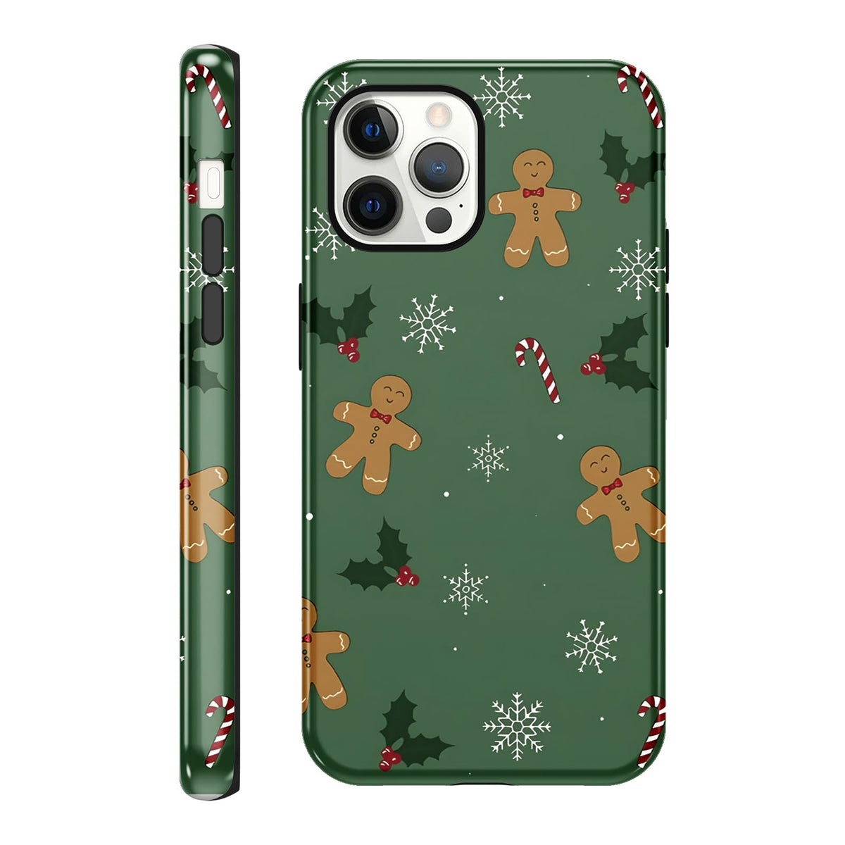 Merry Christmas Phone Case for iPhone 13/14, Cute Case with Candy Gingerbread Man Pattern, Hybrid Durable Shockproof Soft Silicone Cover for Girl Women Men Boys