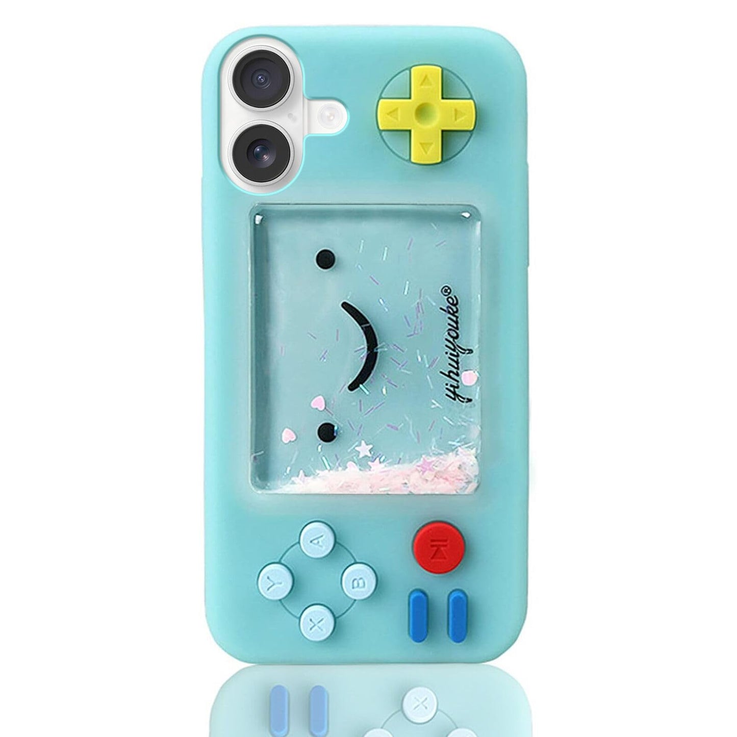UnnFiko Squishy 3D Cartoon Game Shape Case Compatible with iPhone 14, Creative Liquid Stars Funny Play Case Soft Rubber Protective Cover (Blue, iPhone 14)